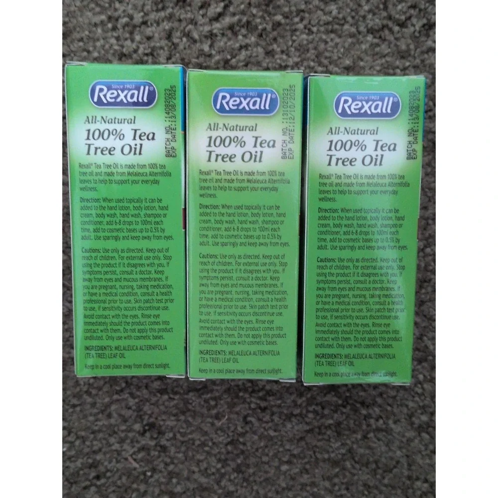 3ct Rexall 100% All Natural Tea Tree Oil for Skin Hair Nails Aromatherapy & Soap